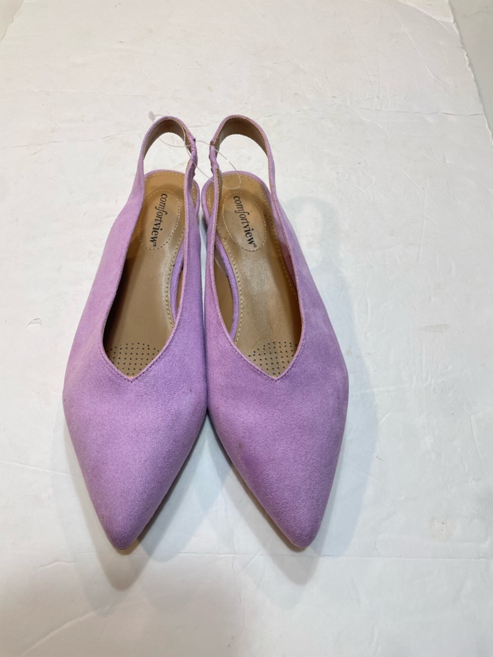 Comfortview  Lilac Pointed Toe Slingback Flats in 10W